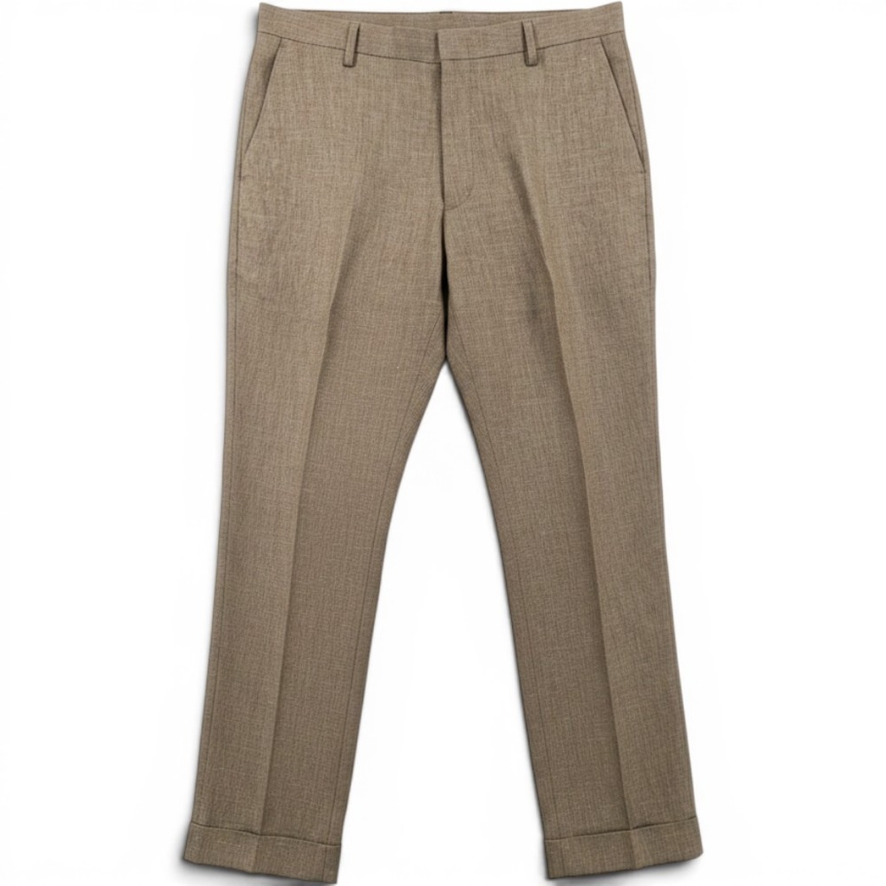 Murano Linen Pants Mens 36x30 Tan Zac Classic Fit Baird McNutt Flat Front Cuffed